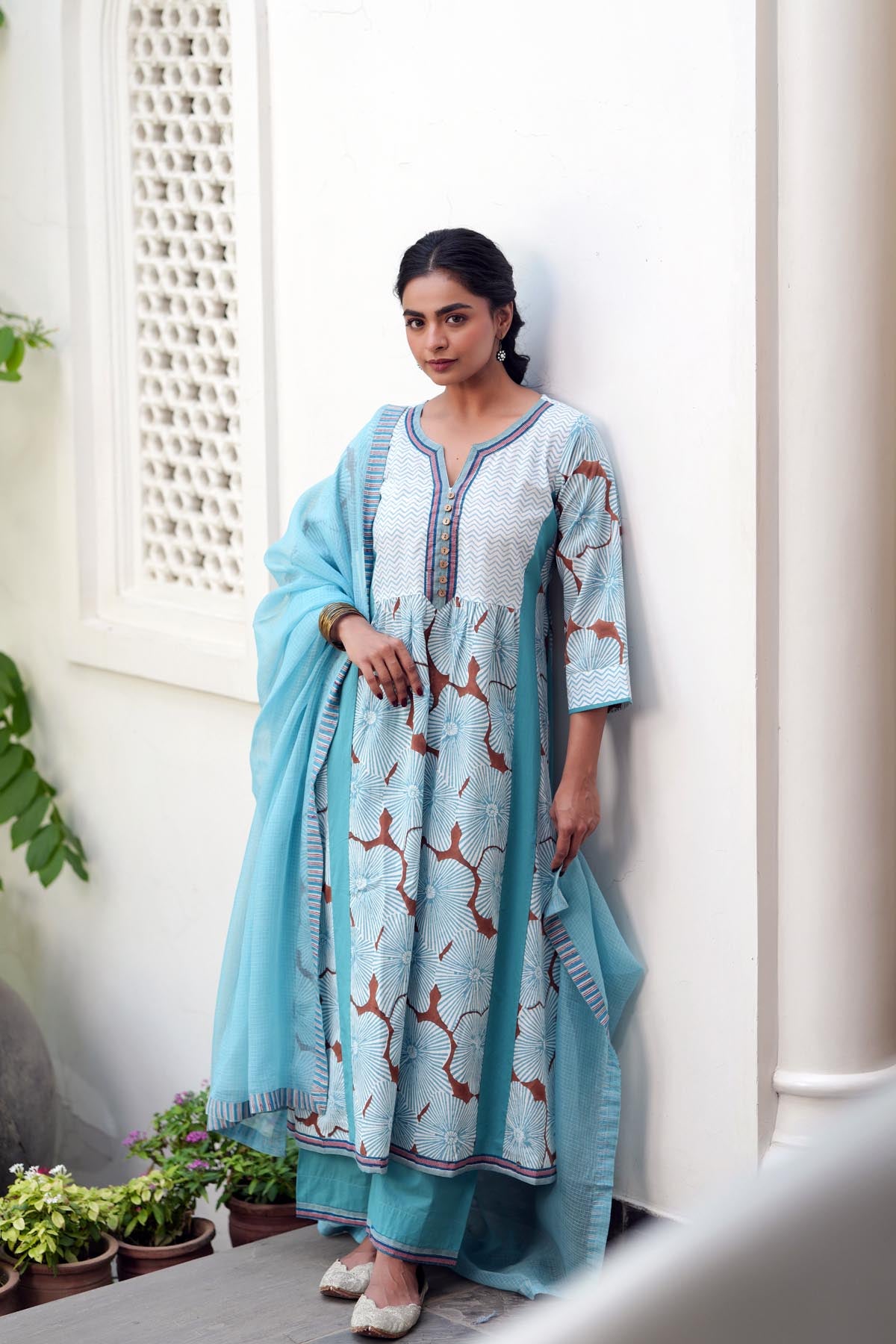 Powder Blue Kota Doria Dupatta