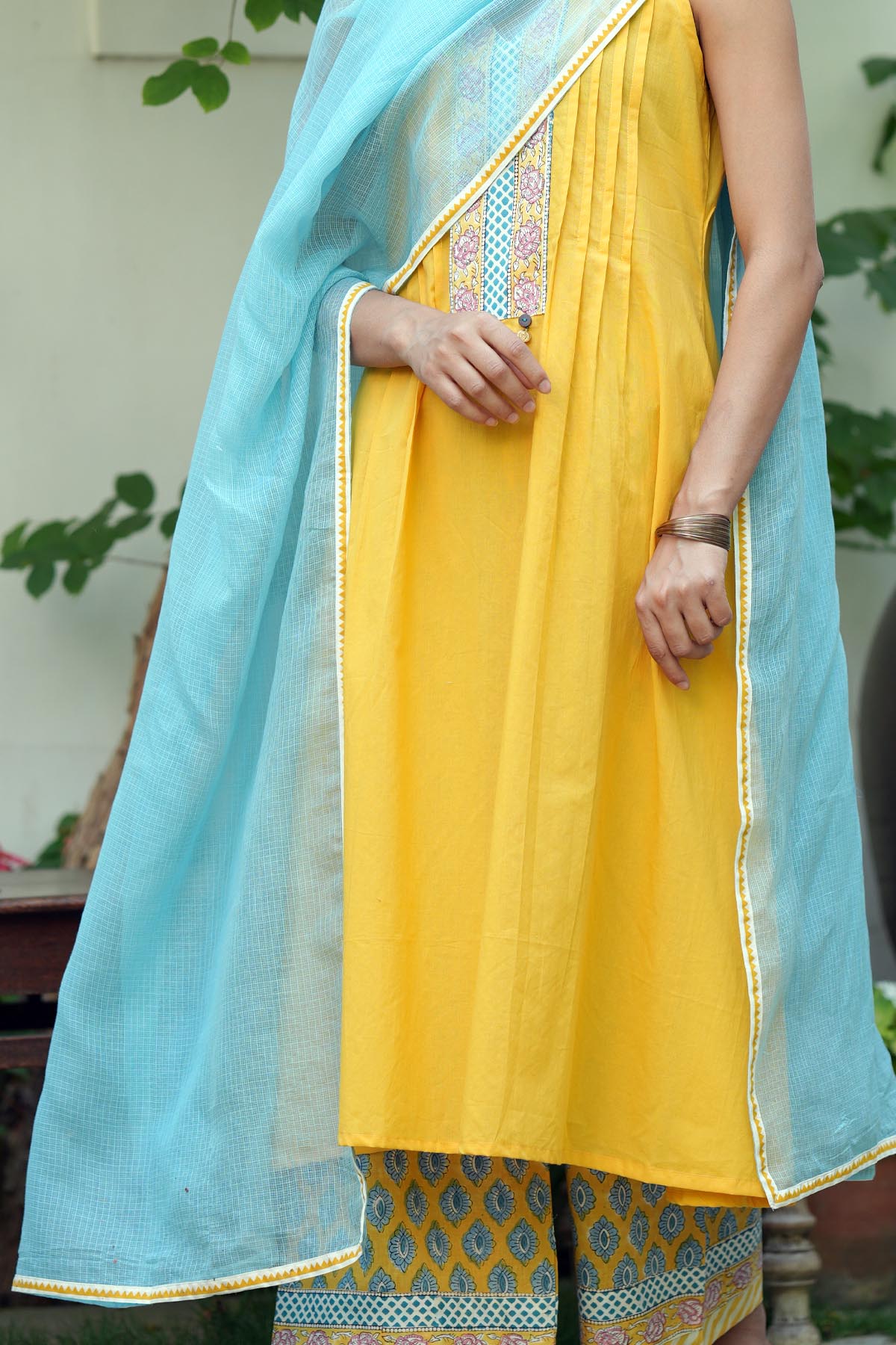 Aqua Blue Kota Doria Dupatta