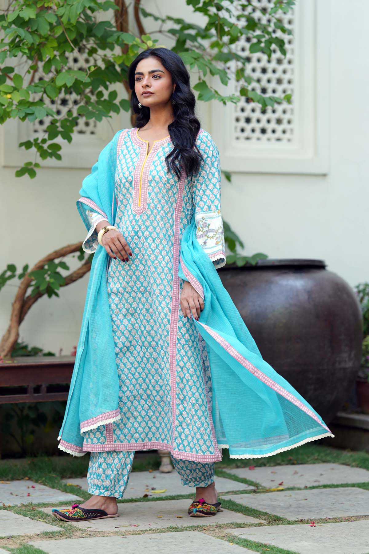 Firozi Kota Doria Dupatta