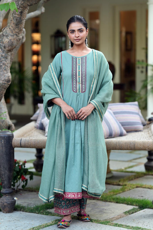 Sage Green Kota Doria Dupatta
