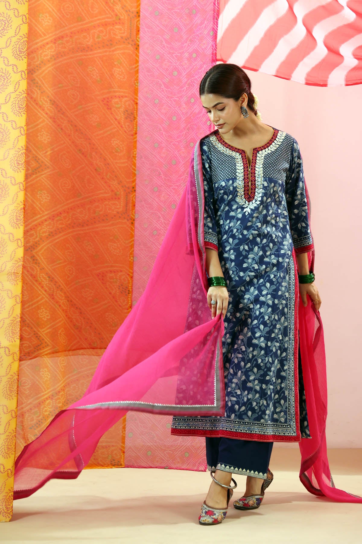 Pink Kota Doria Dupatta