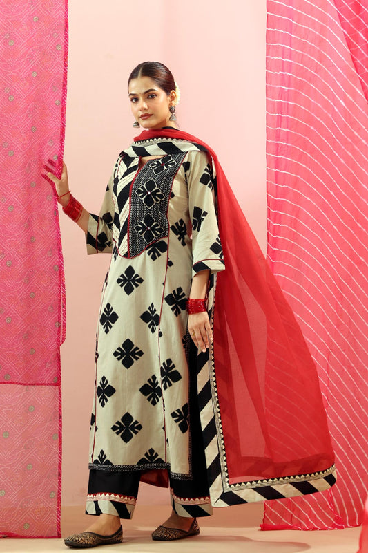 Maroon Kota Doria Dupatta with Striped Border