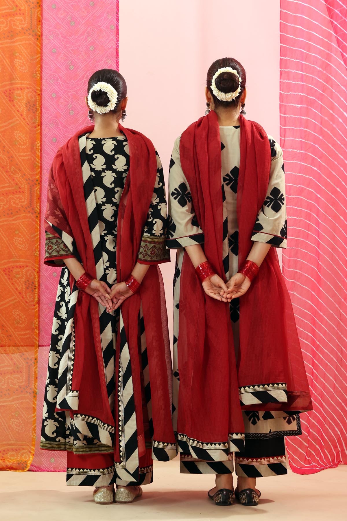 Maroon Kota Doria Dupatta with Striped Border