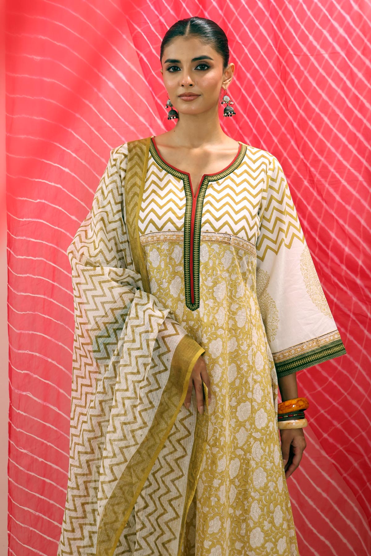 Off-White HandBlock Printed Kota Doria Dupatta