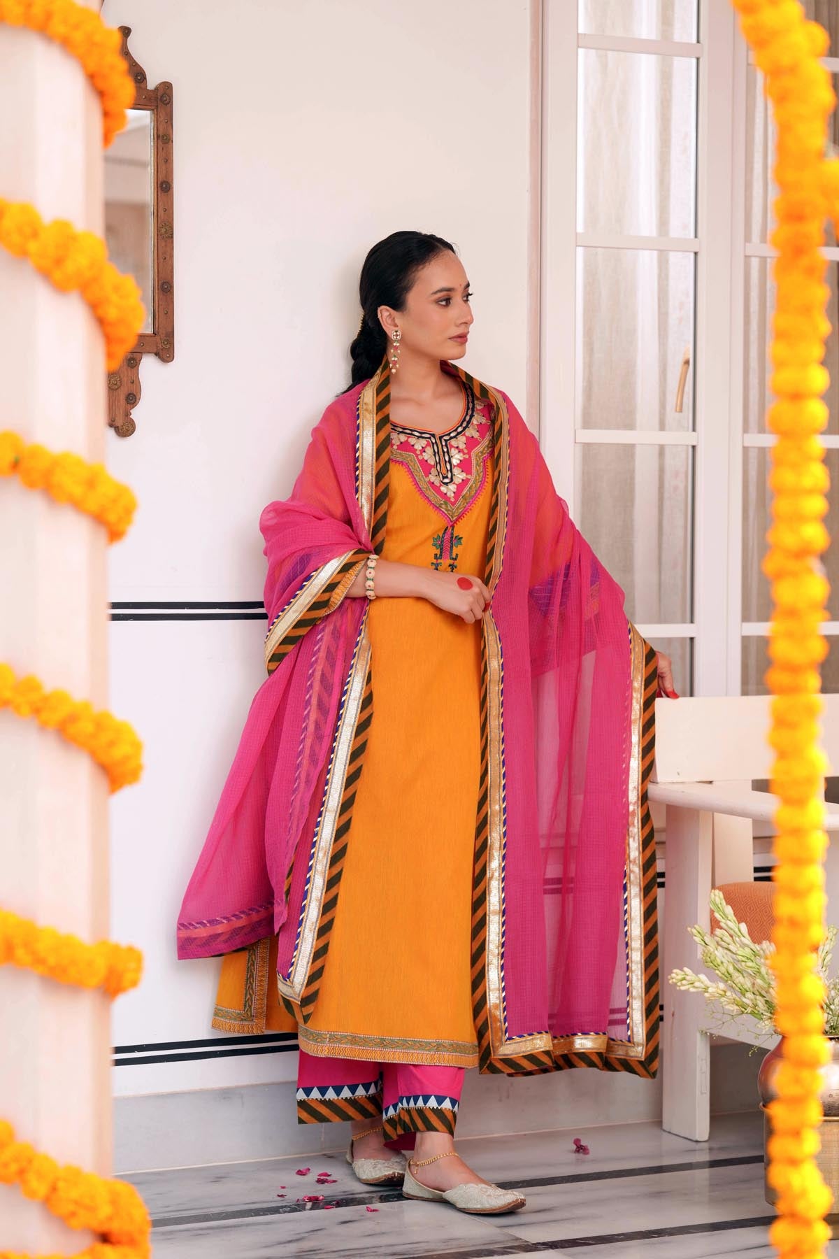 Rani Kota Doria Dupatta with Zari Borders