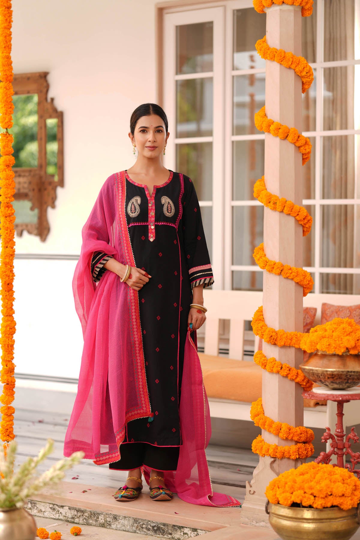 Rani Kota Doria Dupatta with Printed Borders