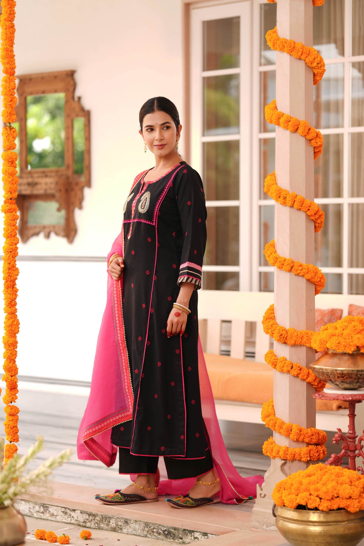 Rani Kota Doria Dupatta with Printed Borders