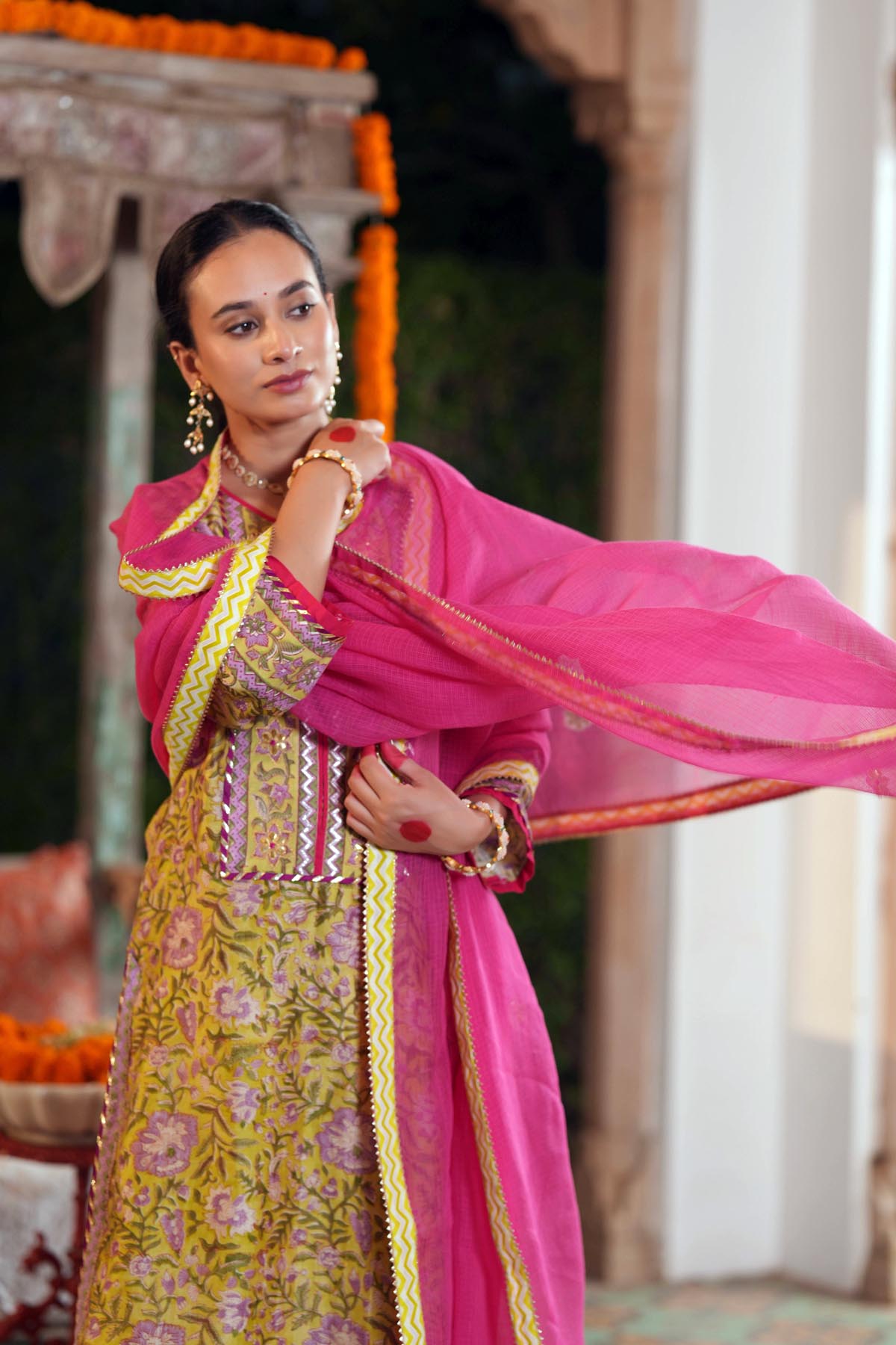 Rani Pink Kota Doria Dupatta