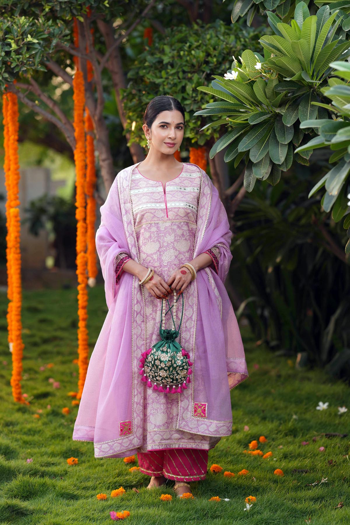 Lilac Kota Doria Dupatta