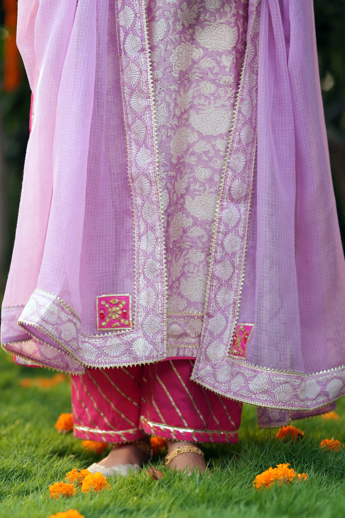 Lilac Kota Doria Dupatta