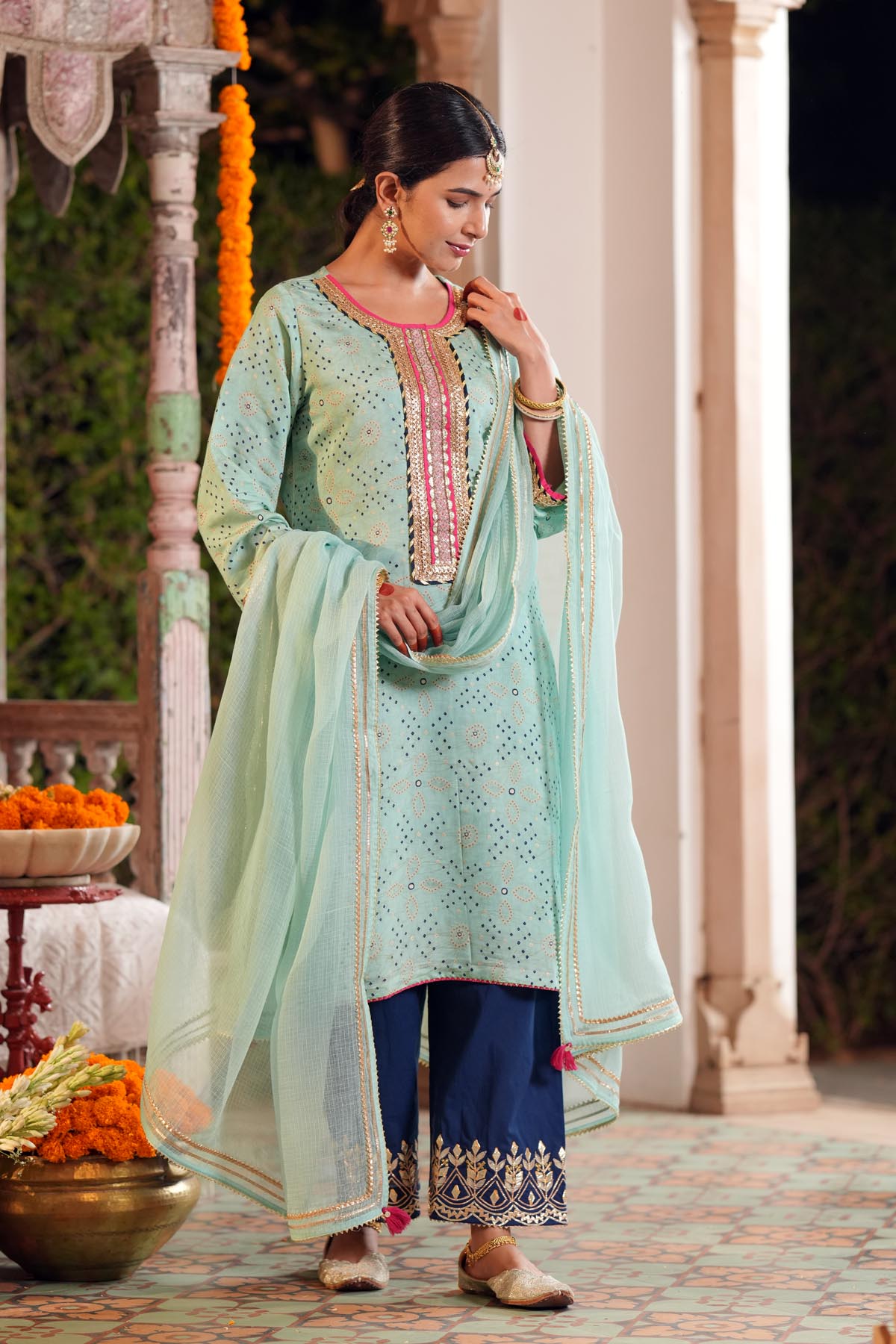 Sea Green Kota Doria Dupatta
