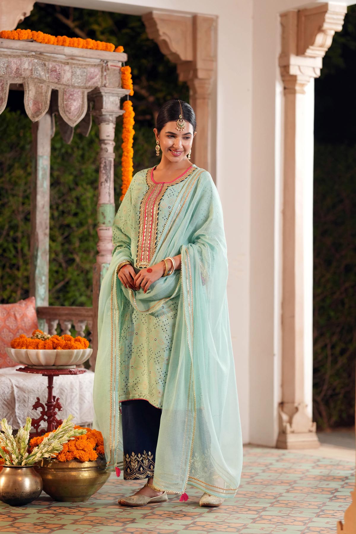 Sea Green Kota Doria Dupatta