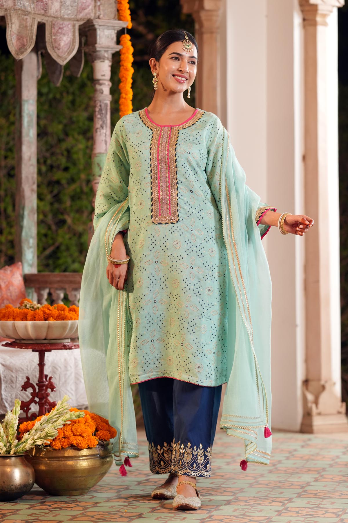 Sea Green Kota Doria Dupatta