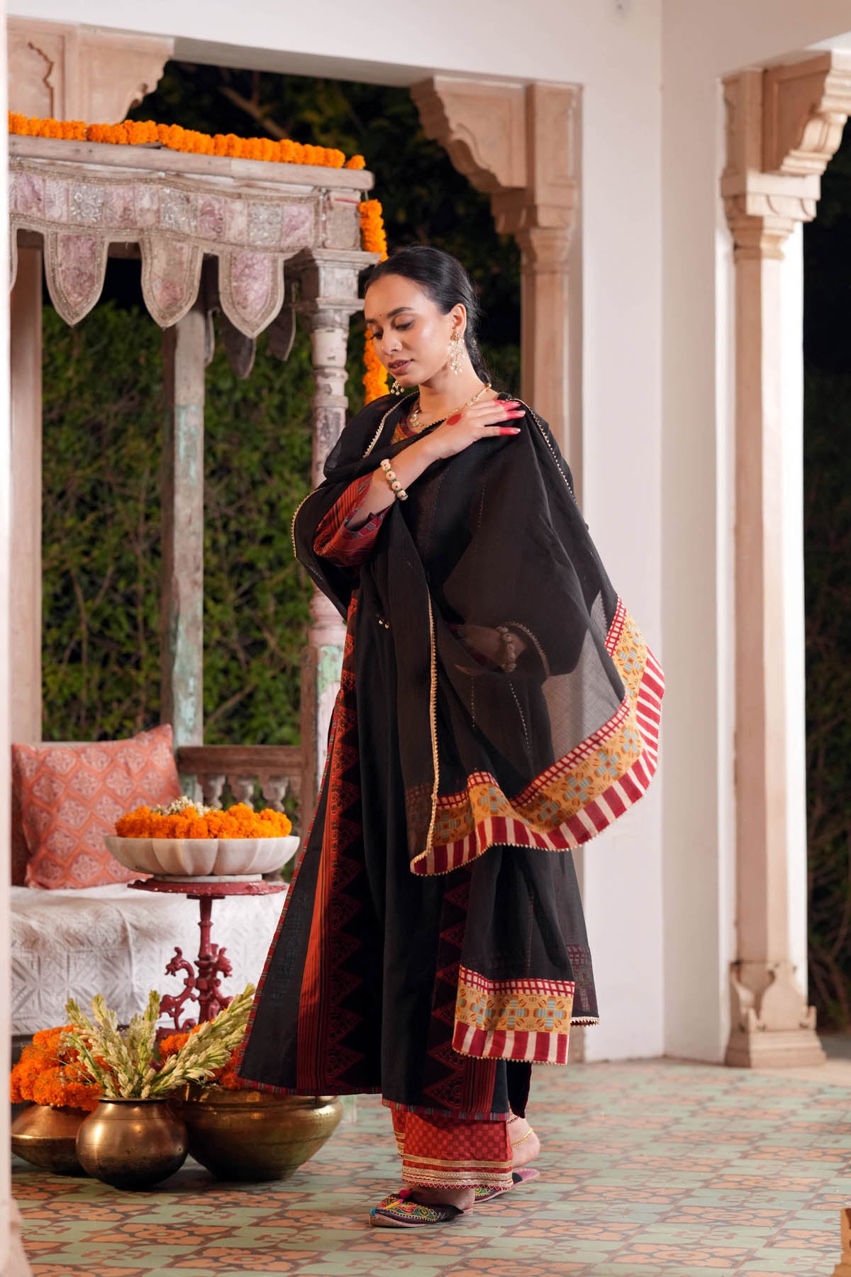 Black Kota Doria Bordered Dupatta