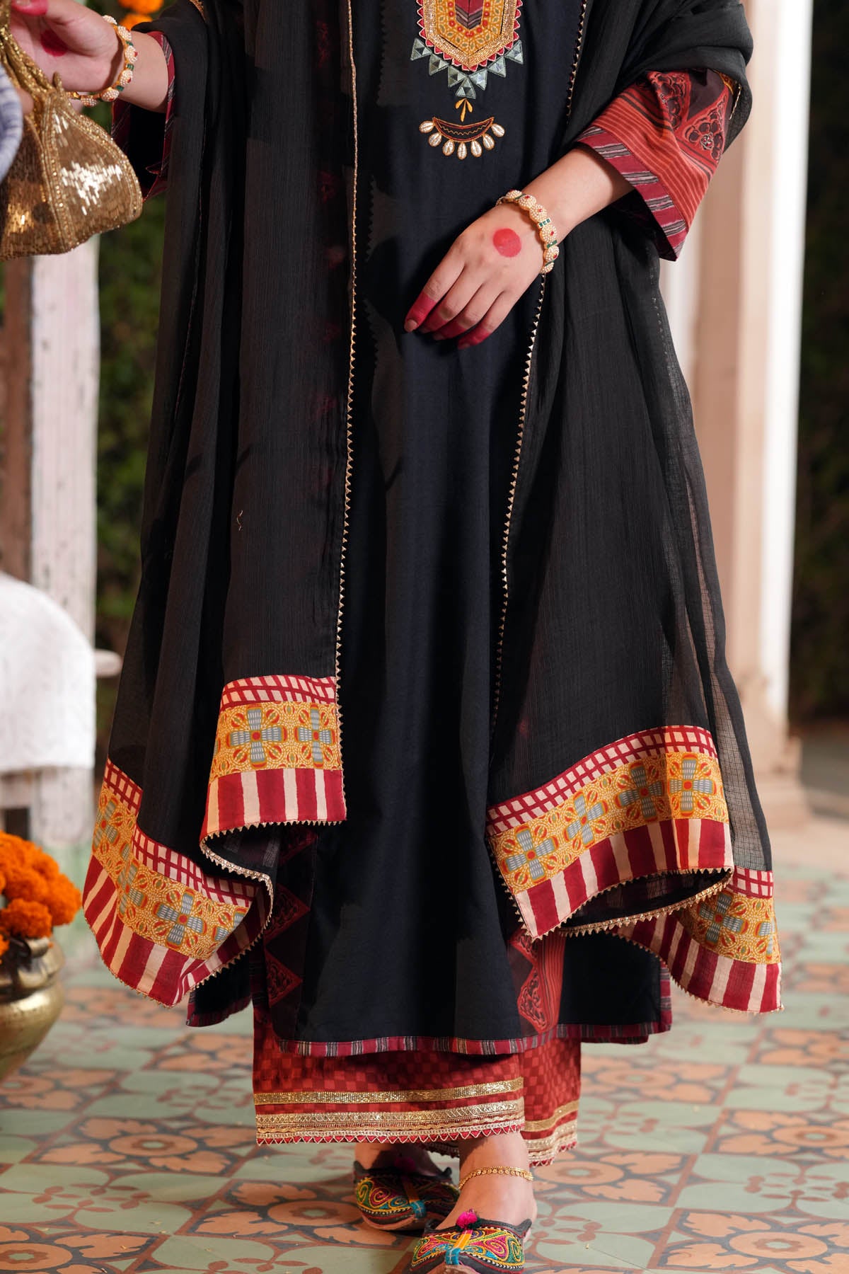 Black Kota Doria Bordered Dupatta