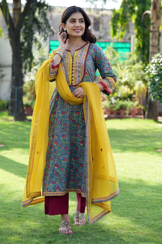 Yellow Kotadoriya Dupatta with Fabric Border