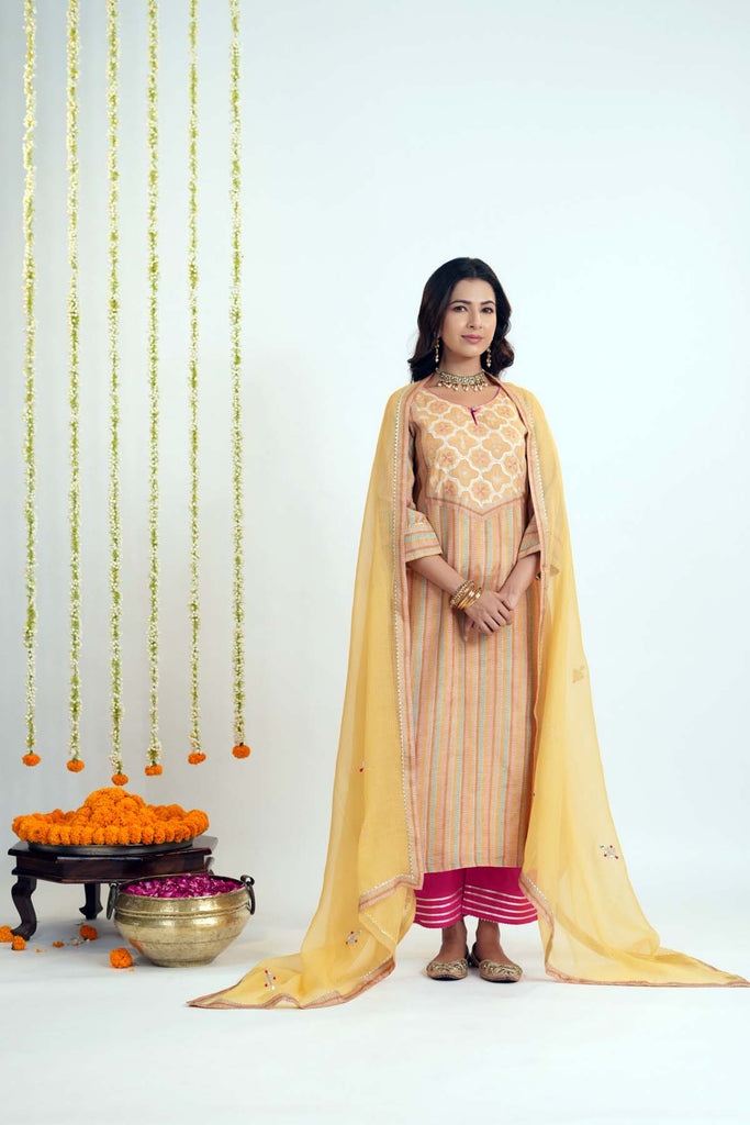 Dark Peach Straight Fit Kurta In Modaal Silk