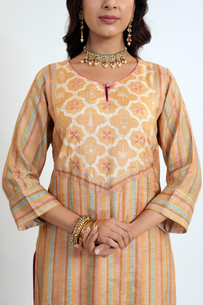 Dark Peach Straight Fit Kurta In Modaal Silk