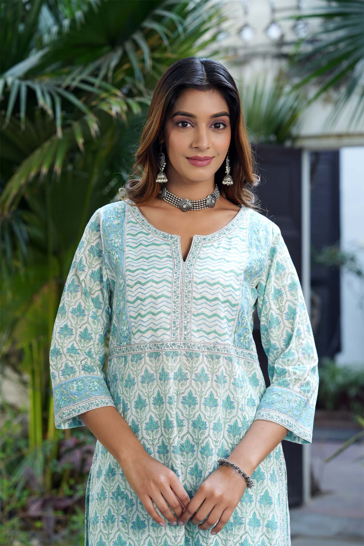 Long Length Kurta In Astringent Green Color | Cotras