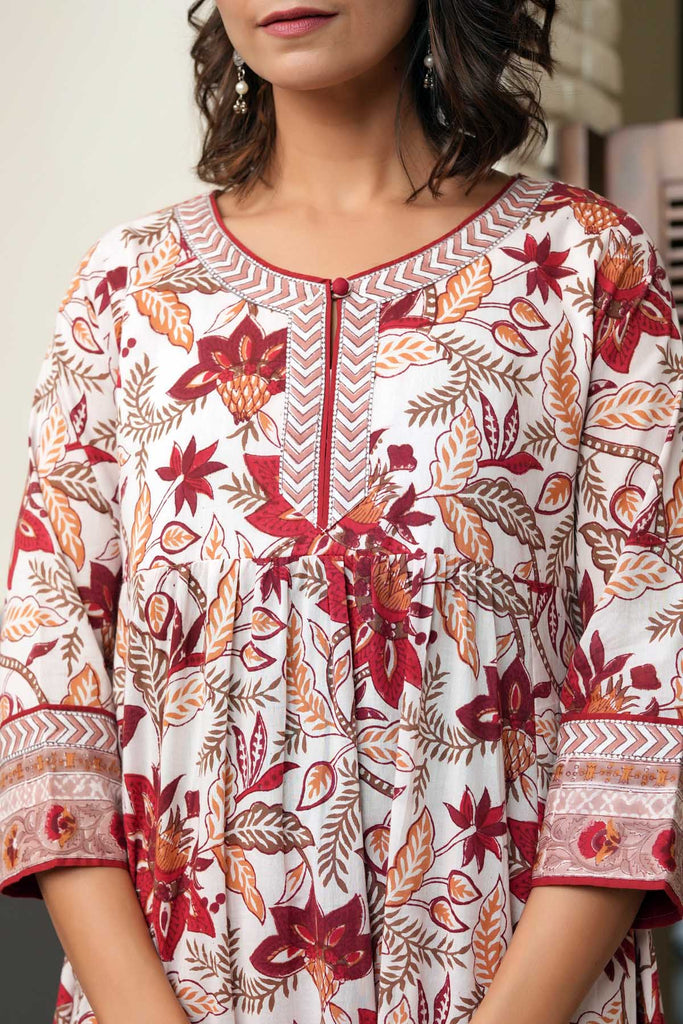 A-Line Long Length Kurta In Off-White