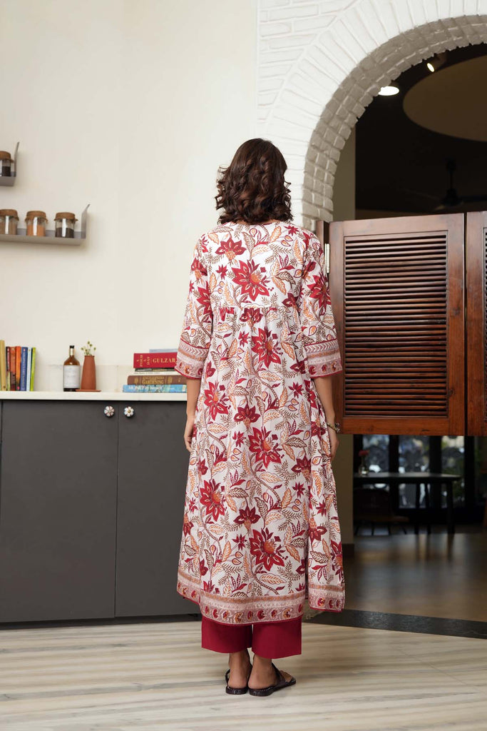 A-Line Long Length Kurta In Off-White