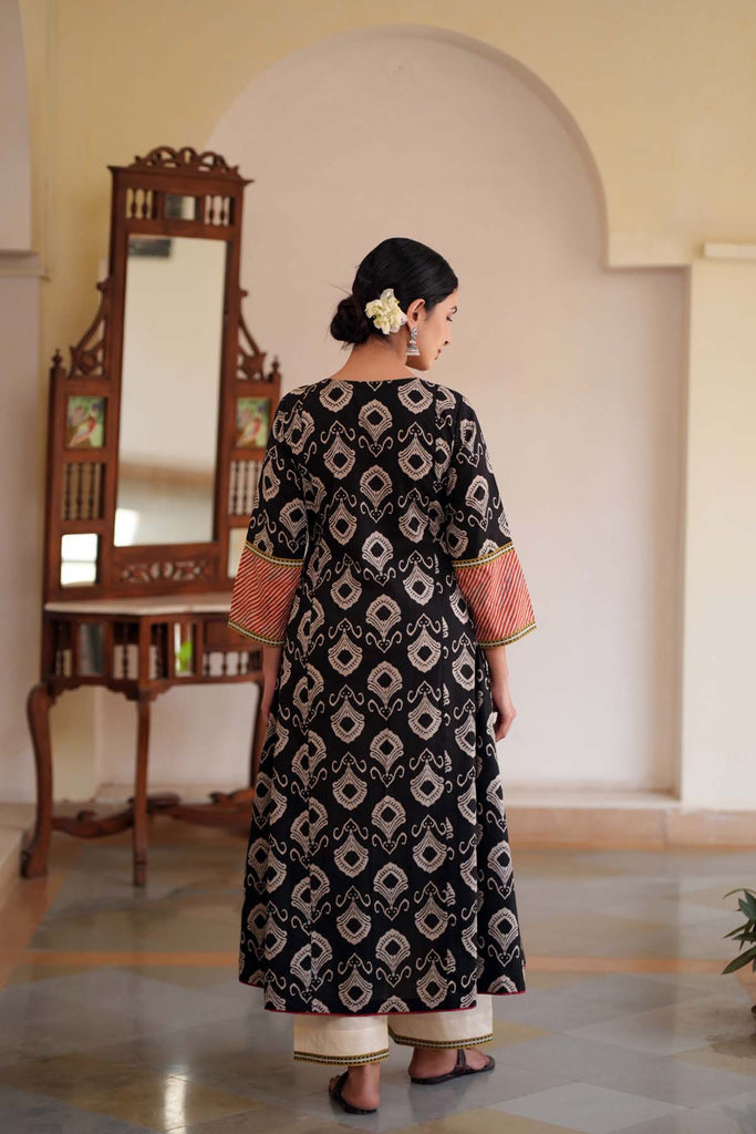 Long Length A-Line Kurta In Cotton Fabric