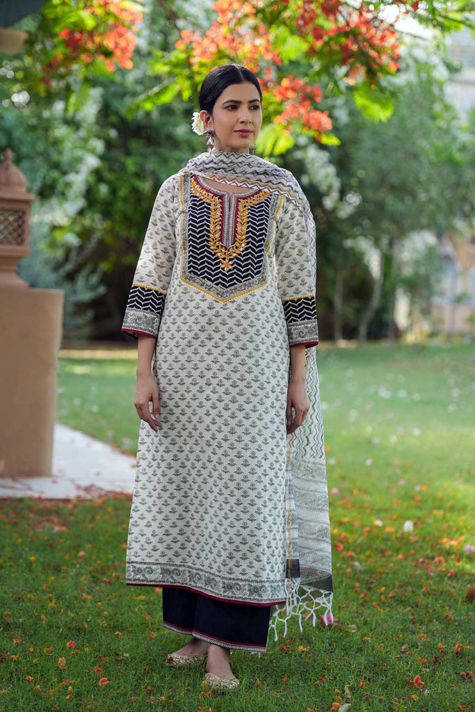 Handblock Printed Cotton Straight Fit Kurta