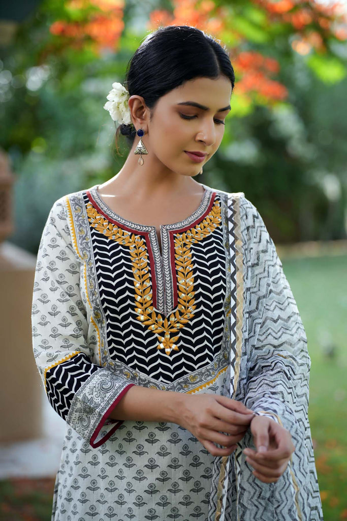 Handblock Printed Cotton Straight Fit Kurta