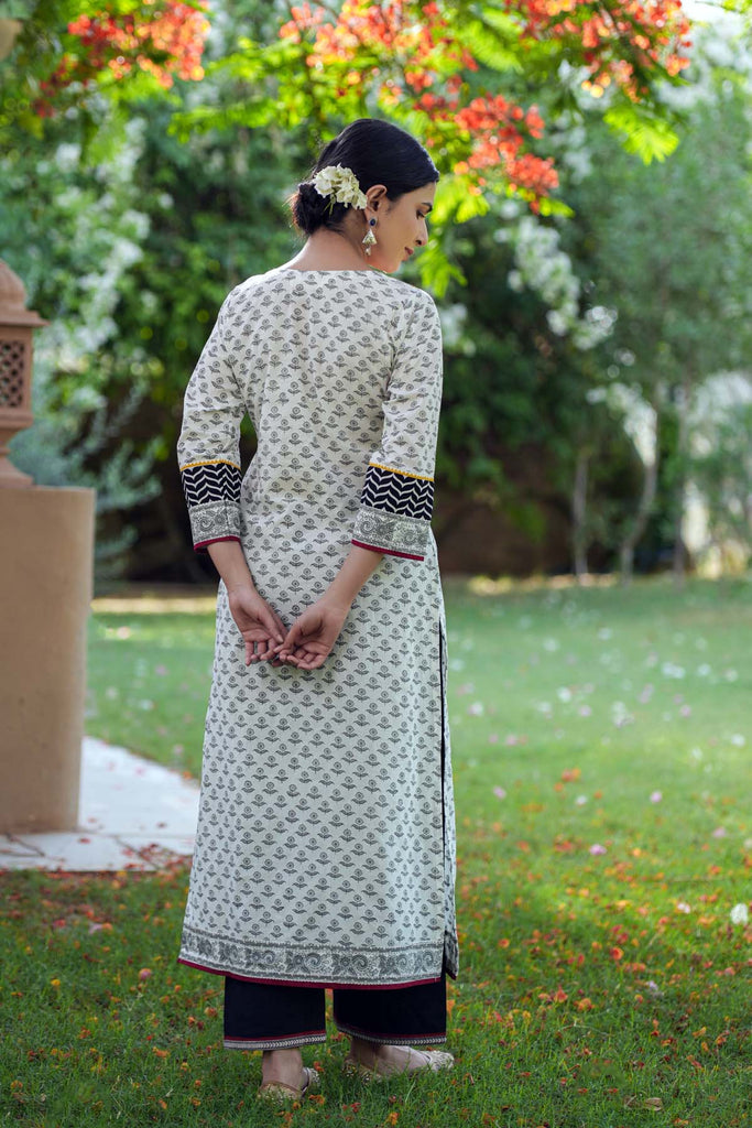 Handblock Printed Cotton Straight Fit Kurta