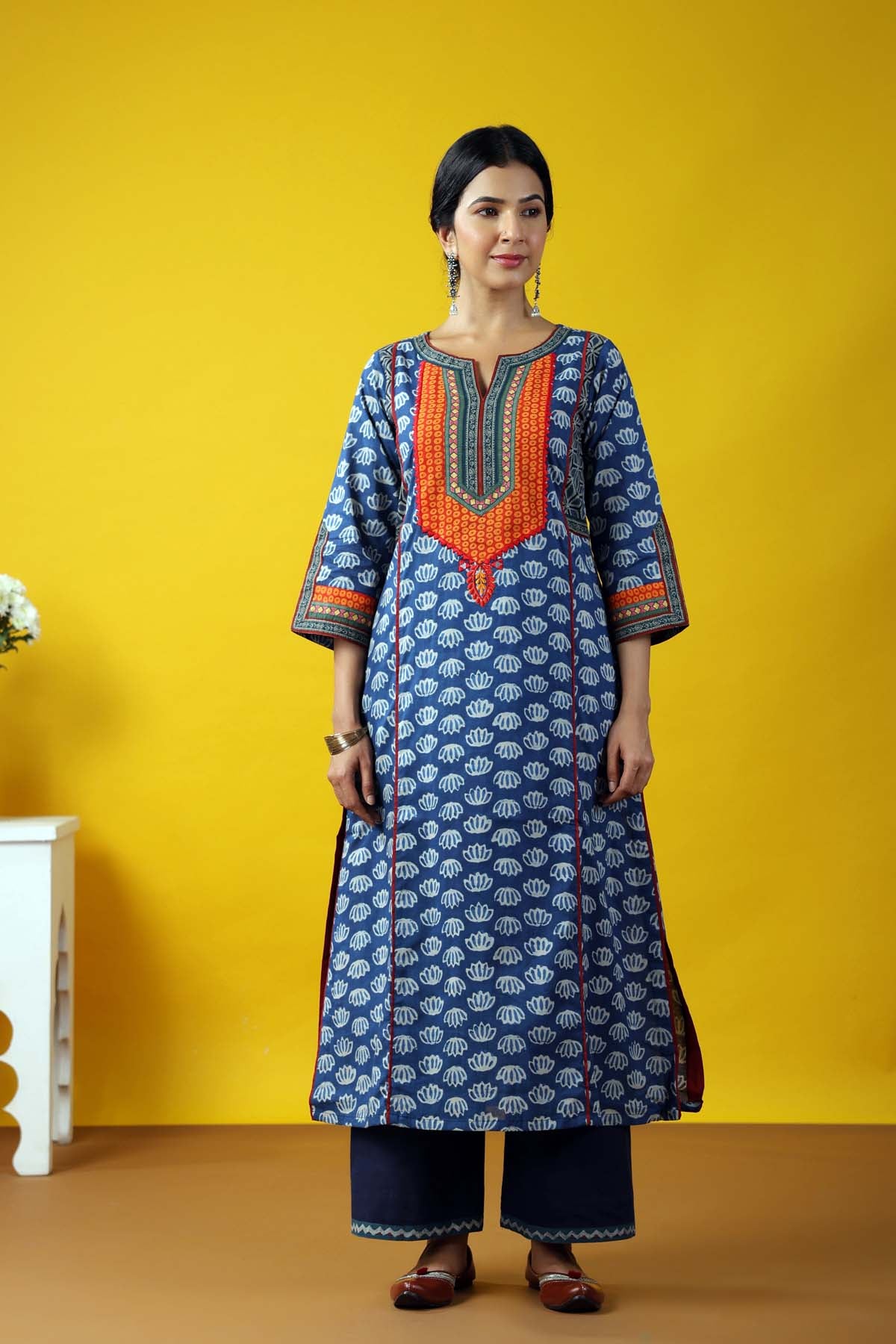 Indigo Blue Long Length A-Line Kurta