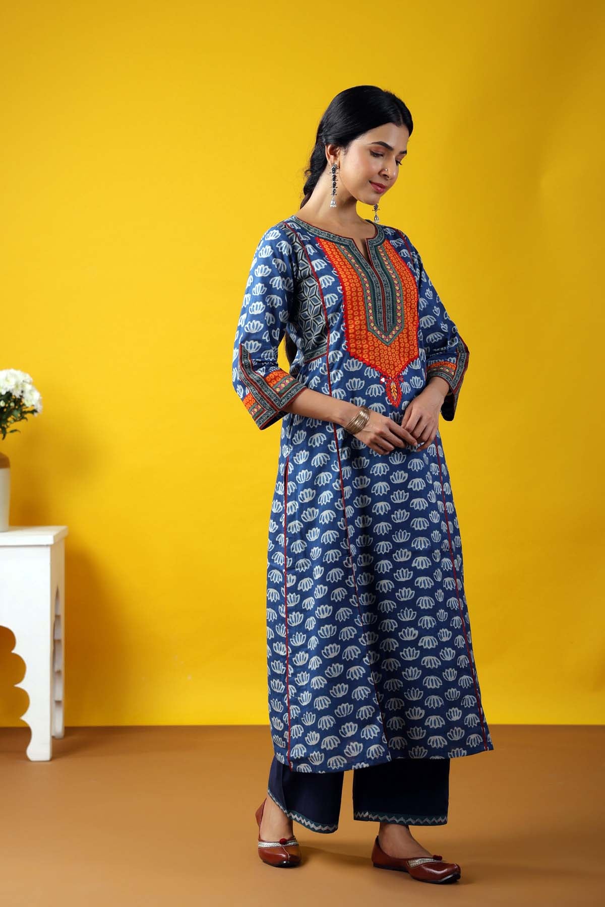 Indigo Blue Long Length A-Line Kurta