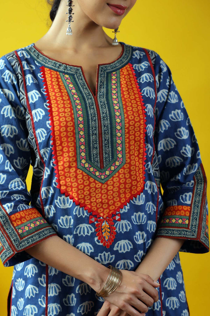 Indigo Blue Long Length A-Line Kurta