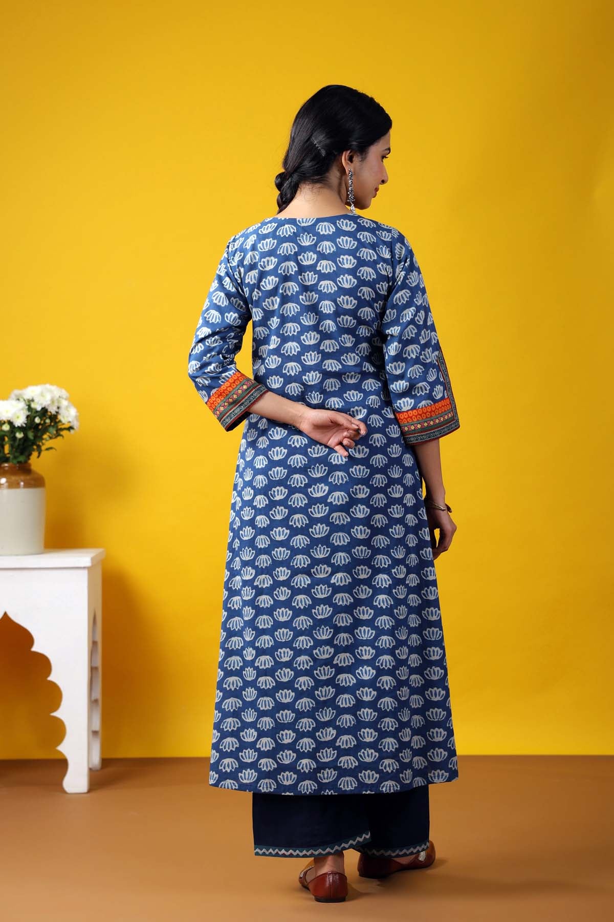 Indigo Blue Long Length A-Line Kurta