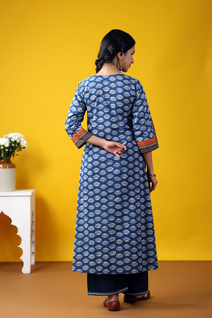 Indigo Blue Long Length A-Line Kurta