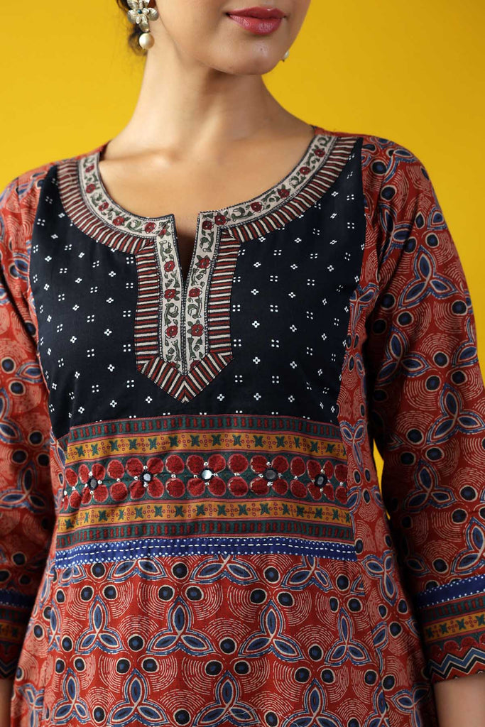 Long Length A-Line Kurta In Maroon Color