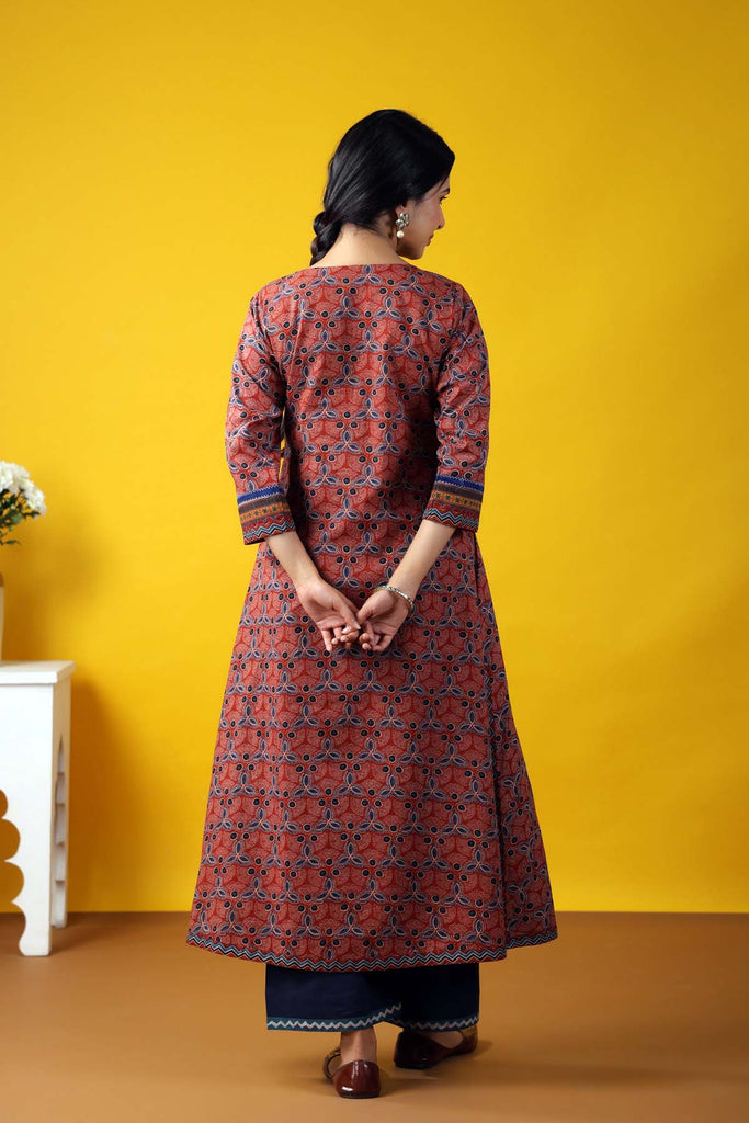 Long Length A-Line Kurta In Maroon Color