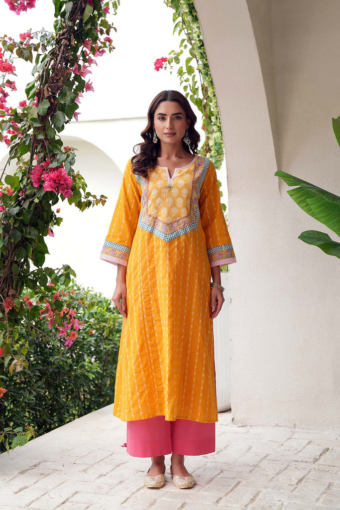 Long Length A-Line Kurta In Handloom Cotton