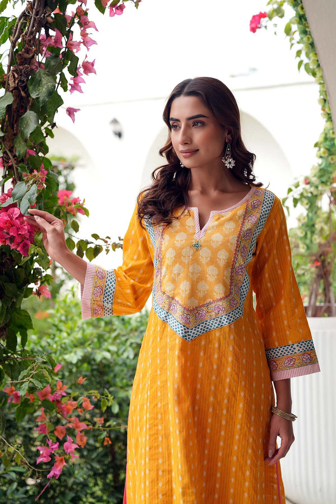 Long Length A-Line Kurta In Handloom Cotton
