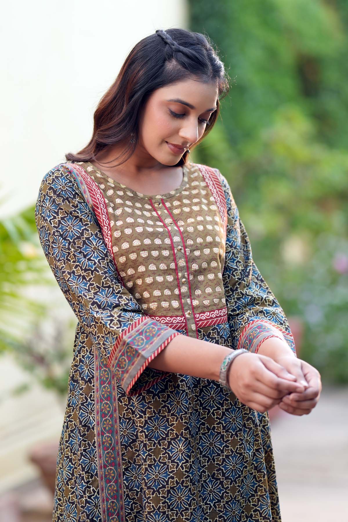 Long Length A-Line Fit Brown Kurta