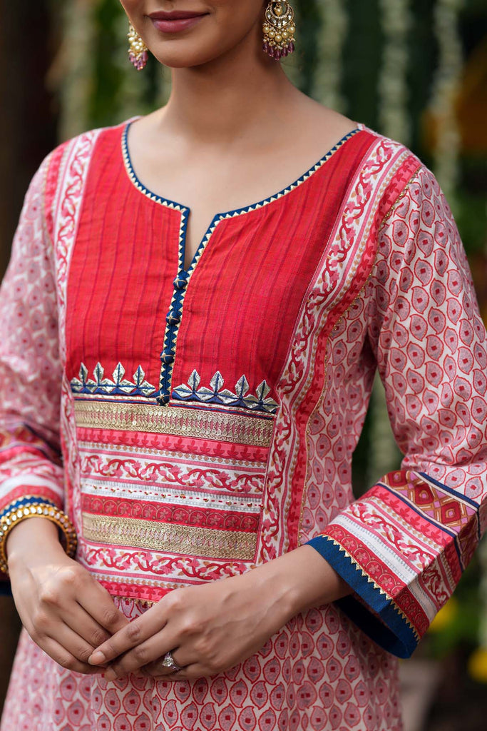Light Pink A-Line Long Length Cotton Kurta