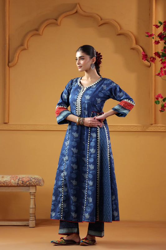 Navy Blue Kalidaar Kurta