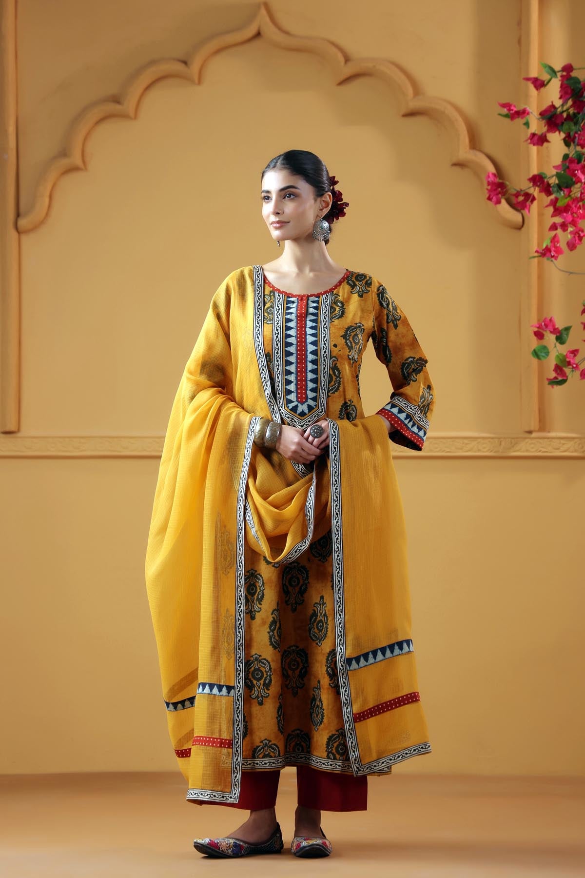 Mustard Cotton Straight Fit Kurta