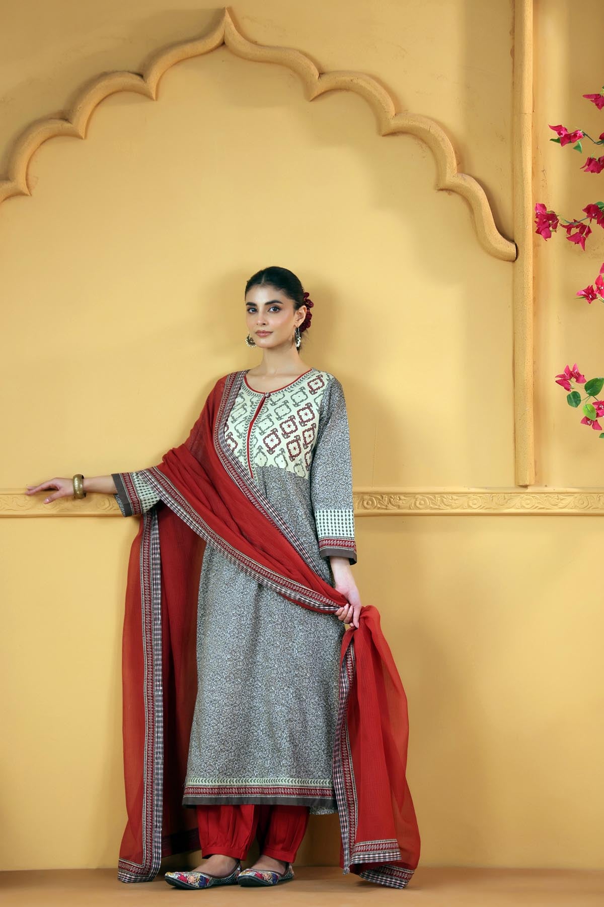 Light Grey Straight Fit Cotton Kurta