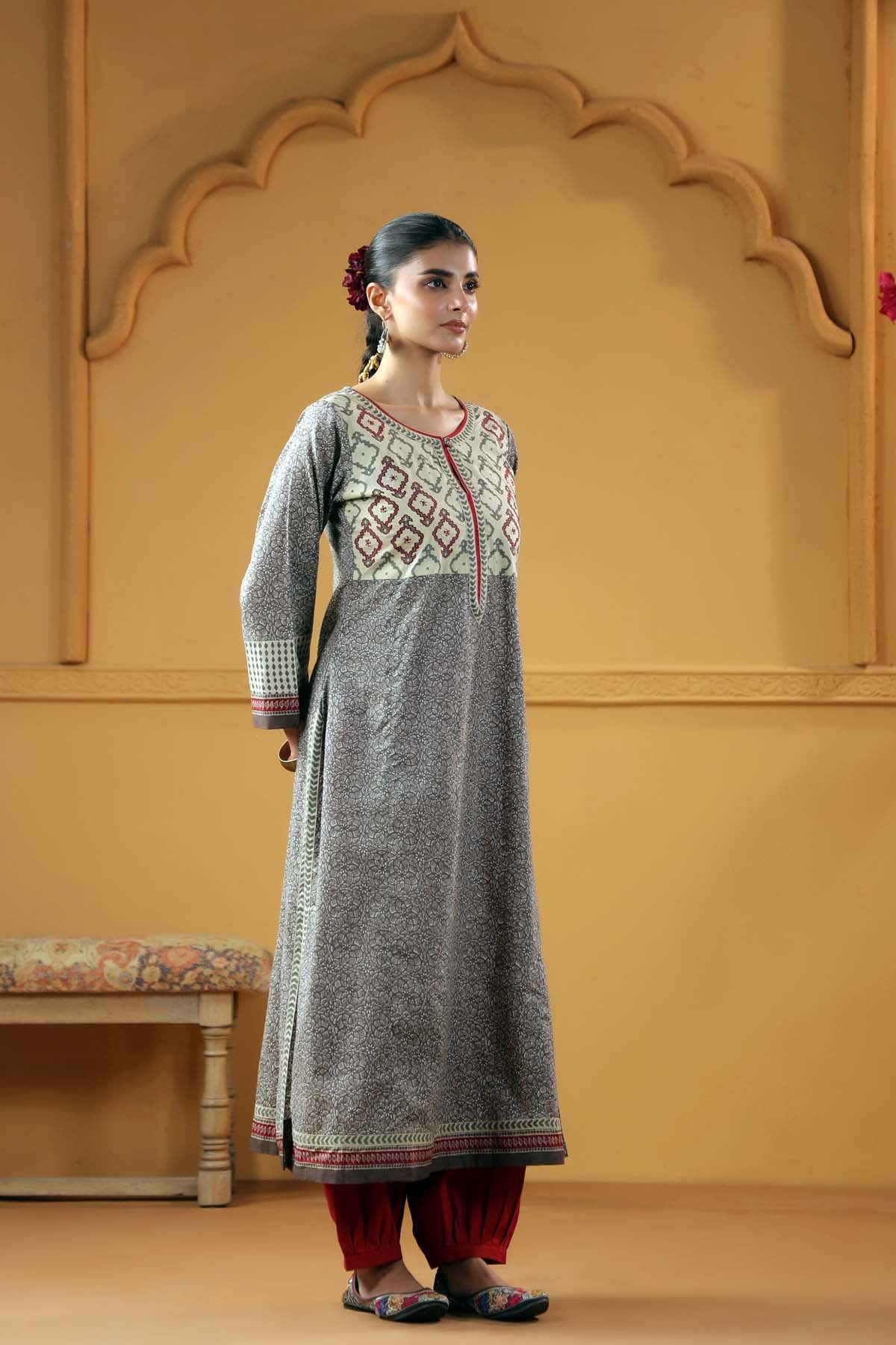 Light Grey Straight Fit Cotton Kurta