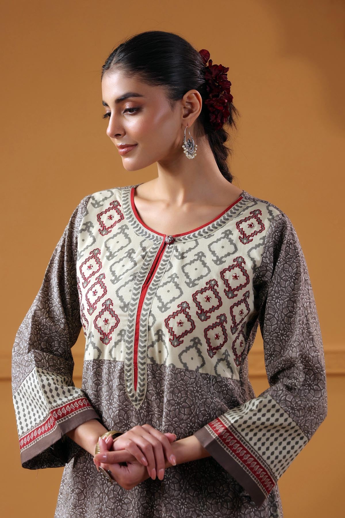 Light Grey Straight Fit Cotton Kurta