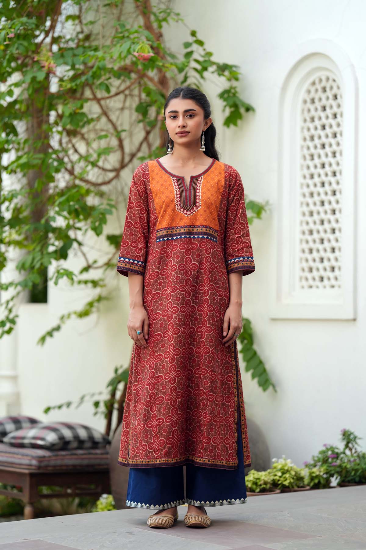 Rust Brown A-line Kurta