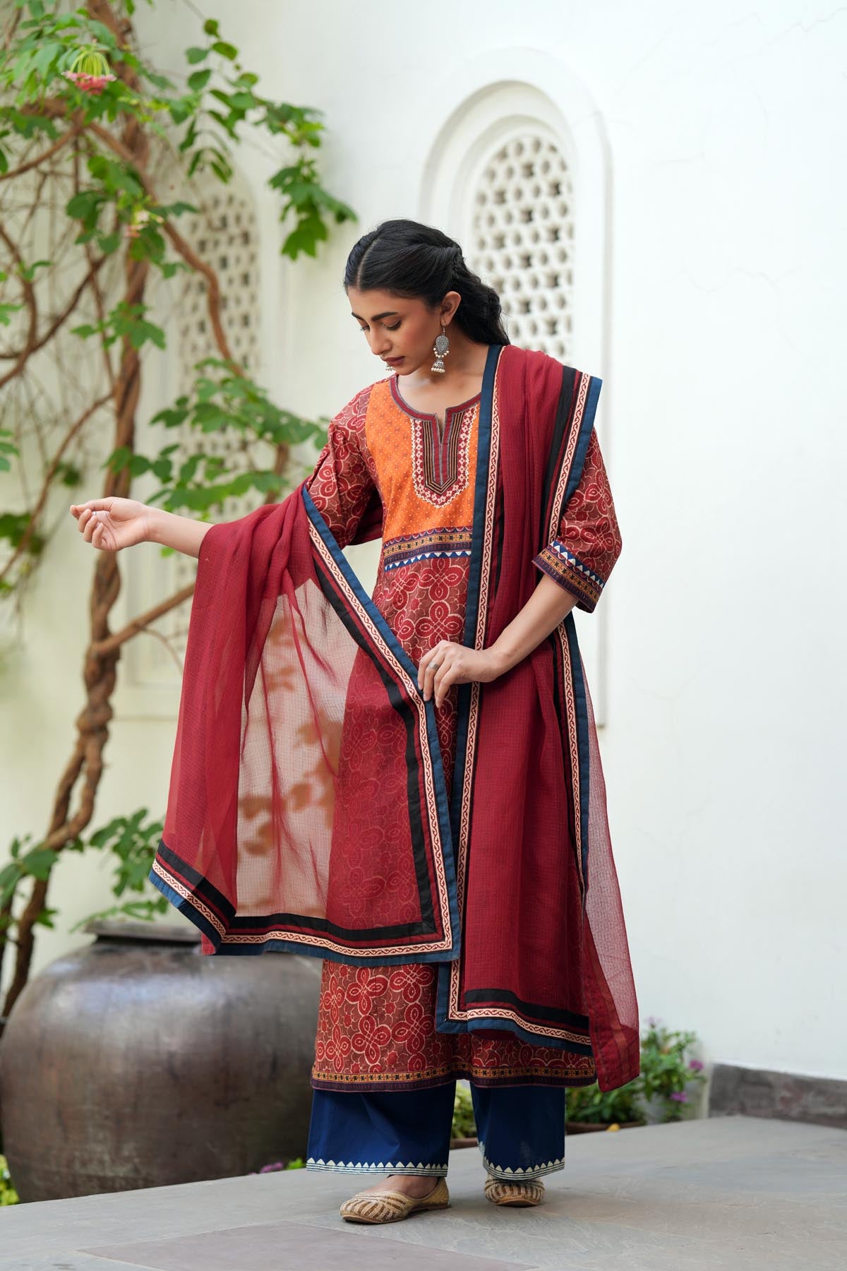 Rust Brown A-line Kurta