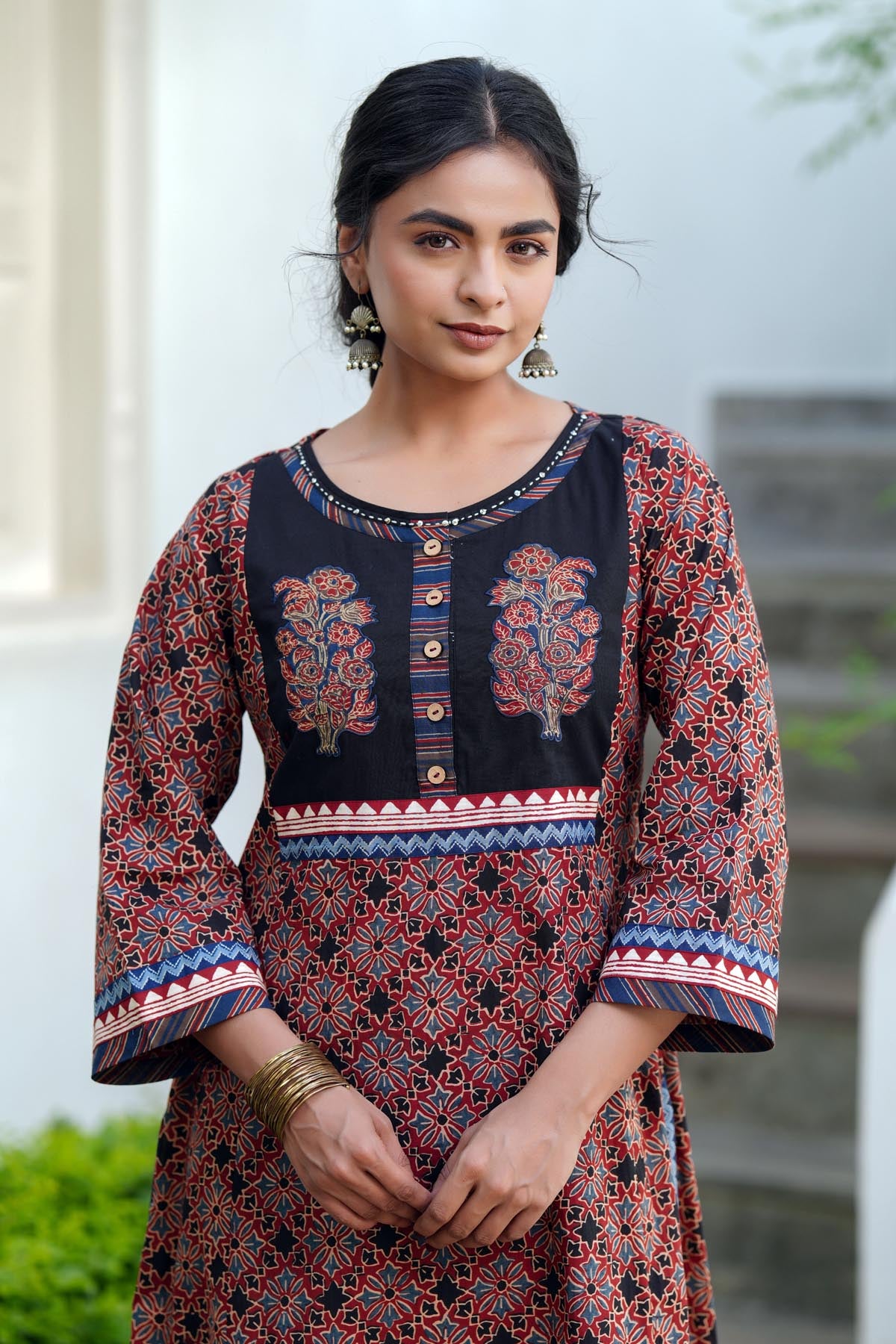 Maroon A-Line Cotton Kurta