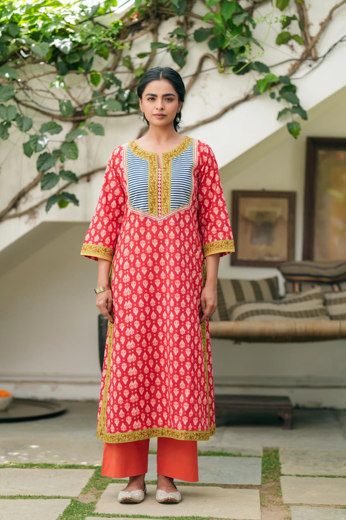 Red Straight Fit Kurta