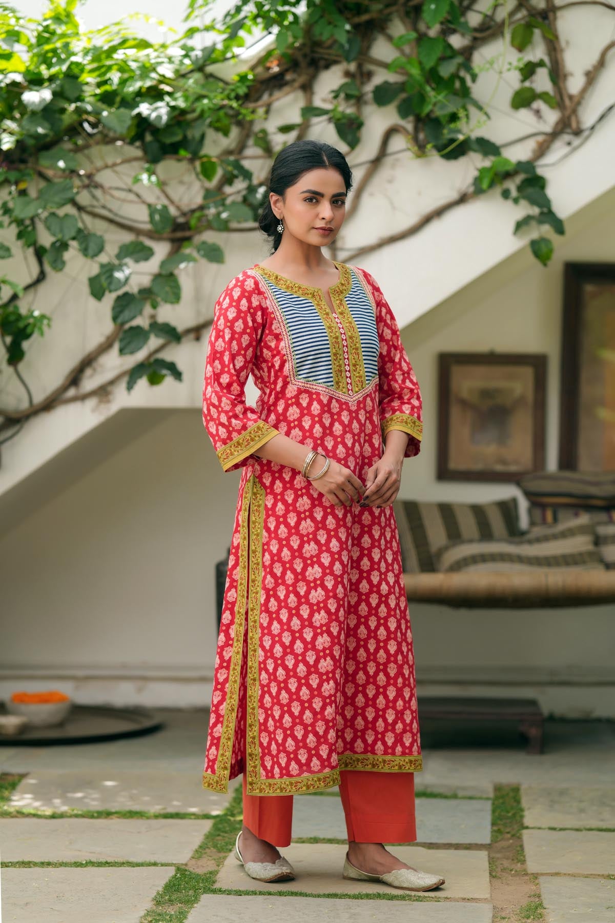 Red Straight Fit Kurta